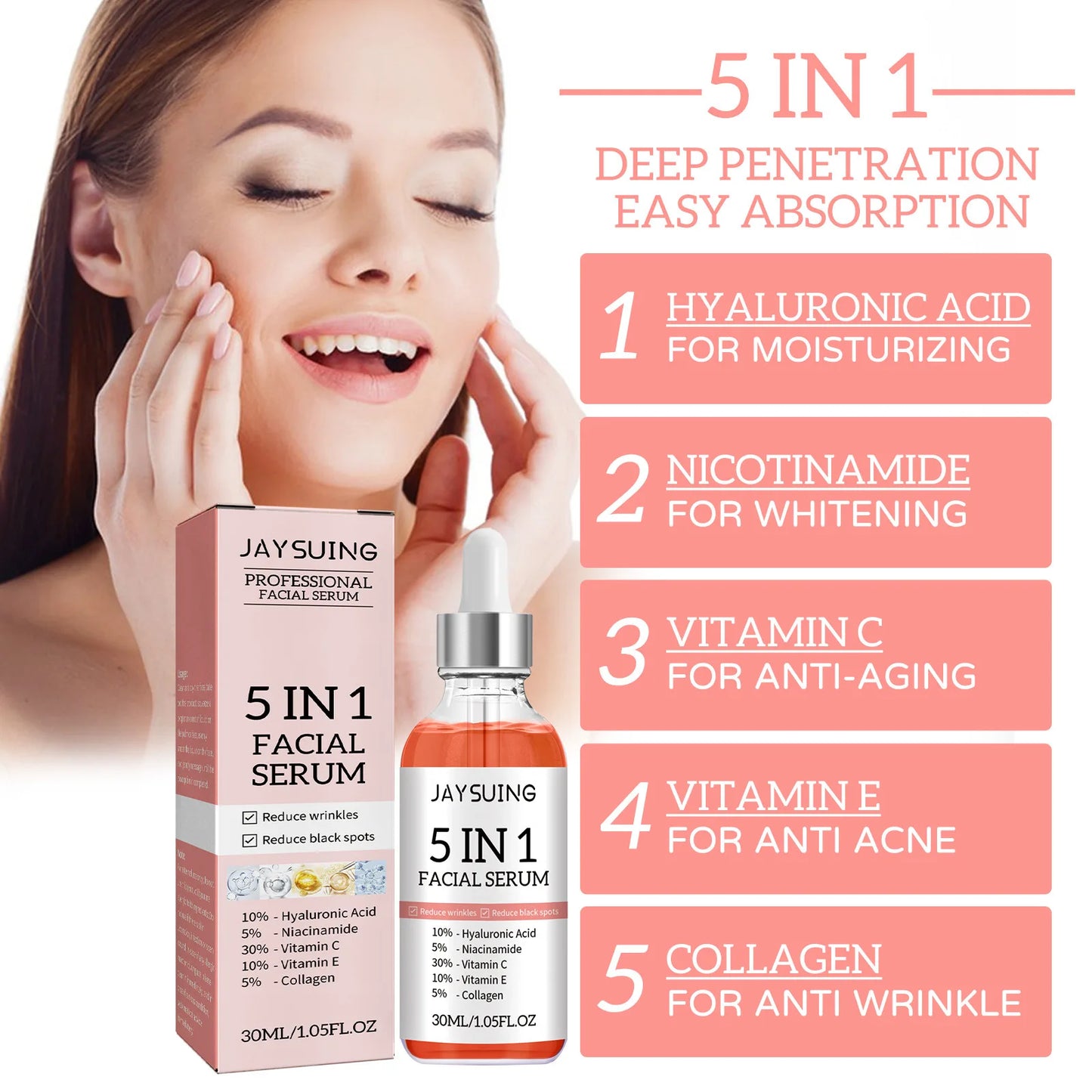 5 In 1 Face Serum Hyaluronic Acid Moisturizing